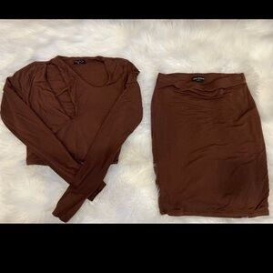 Naked Wardrobe Brown Pencil Skirt